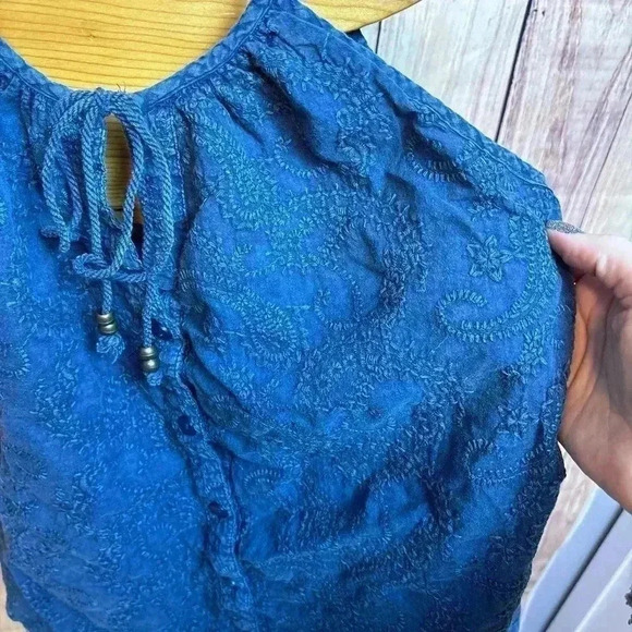 Luna Moon Embroidered Bead Tank Top Mineral Wash Size S - Picture 2 of 7